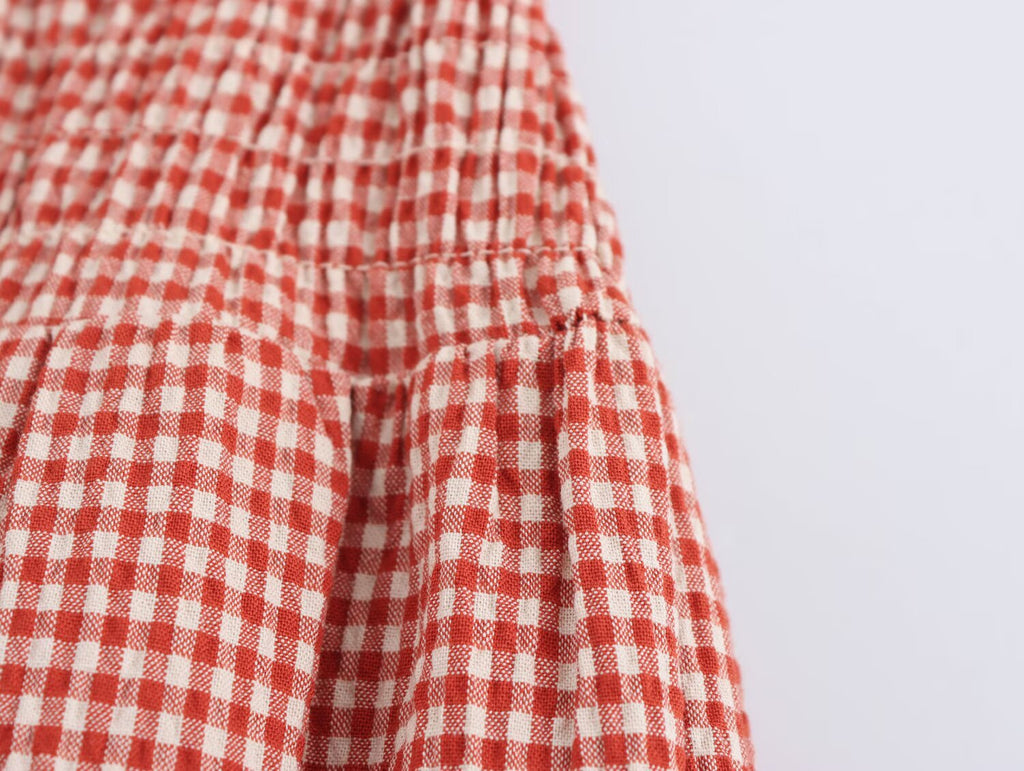 Fine Plaid Sleeveless Midi Dress