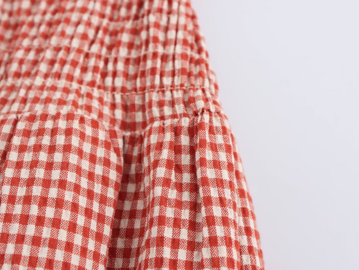 Fine Plaid Sleeveless Midi Dress