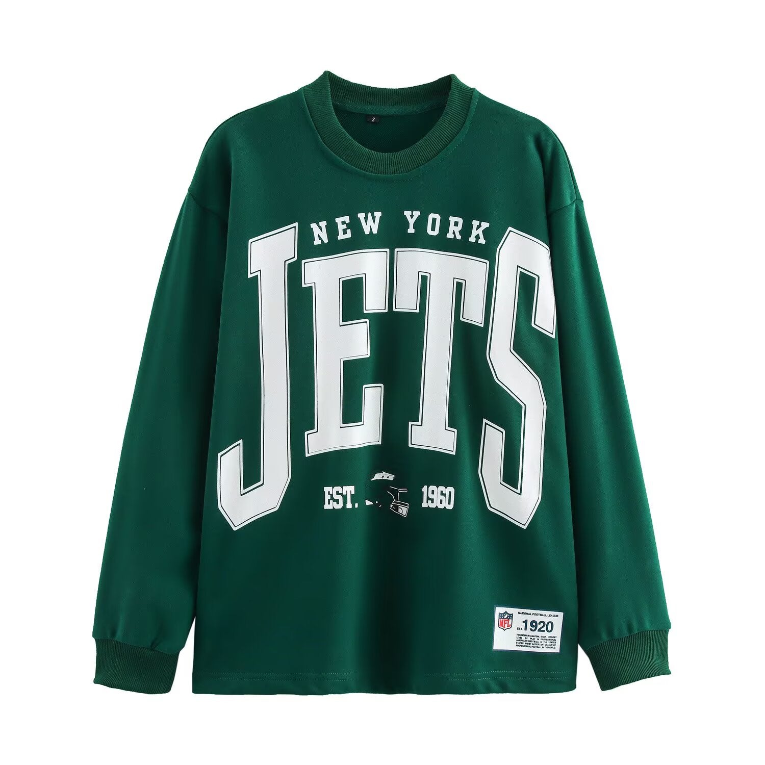 Women's Women Spring Decorative Flock Round Neck Long Sleeve T Shirt