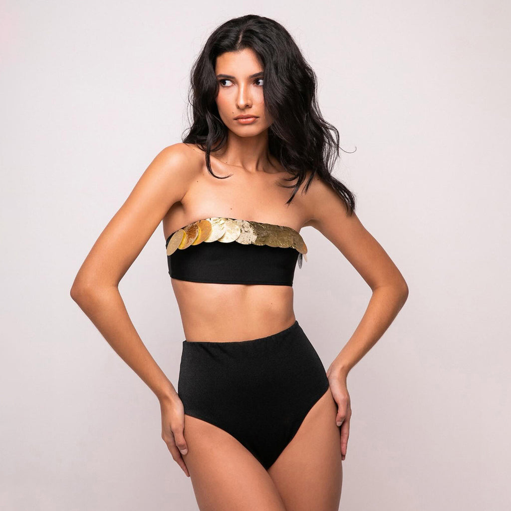 Pure Black One-piece Swimwear