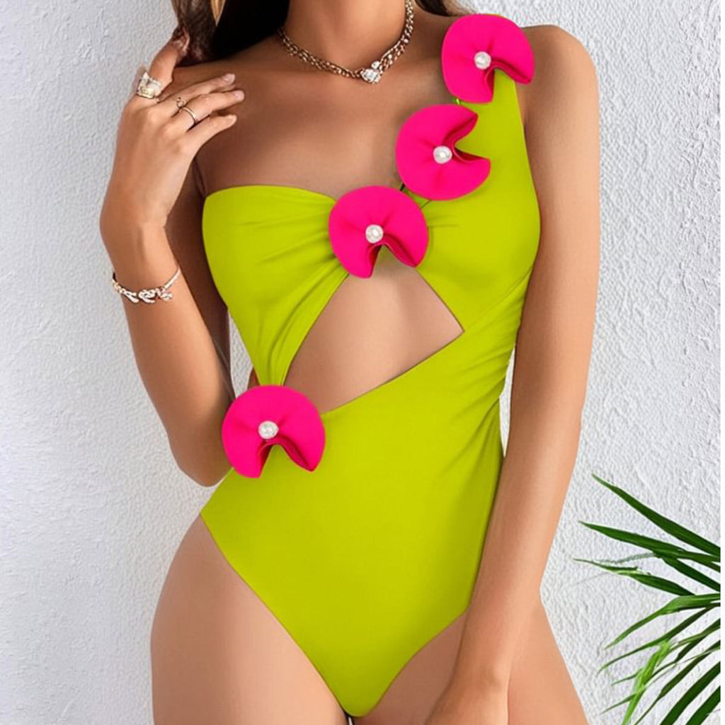 Solid Color One-piece Swimwear