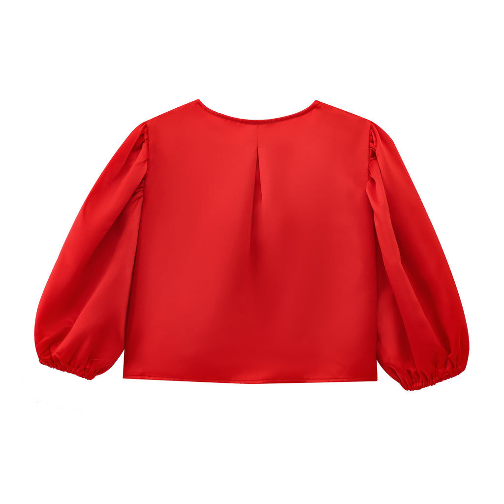 Women’s Puff Sleeve Lace Up Blouse