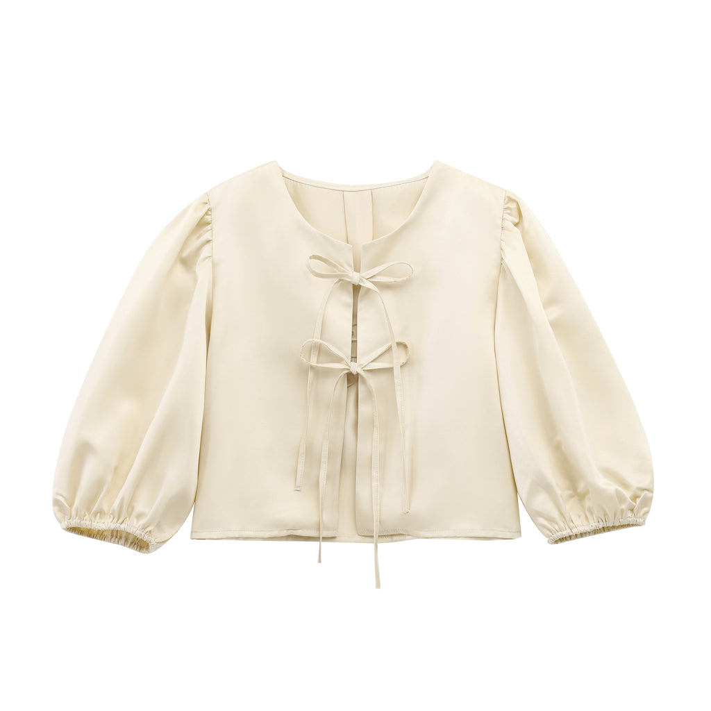 Women’s Puff Sleeve Lace Up Blouse
