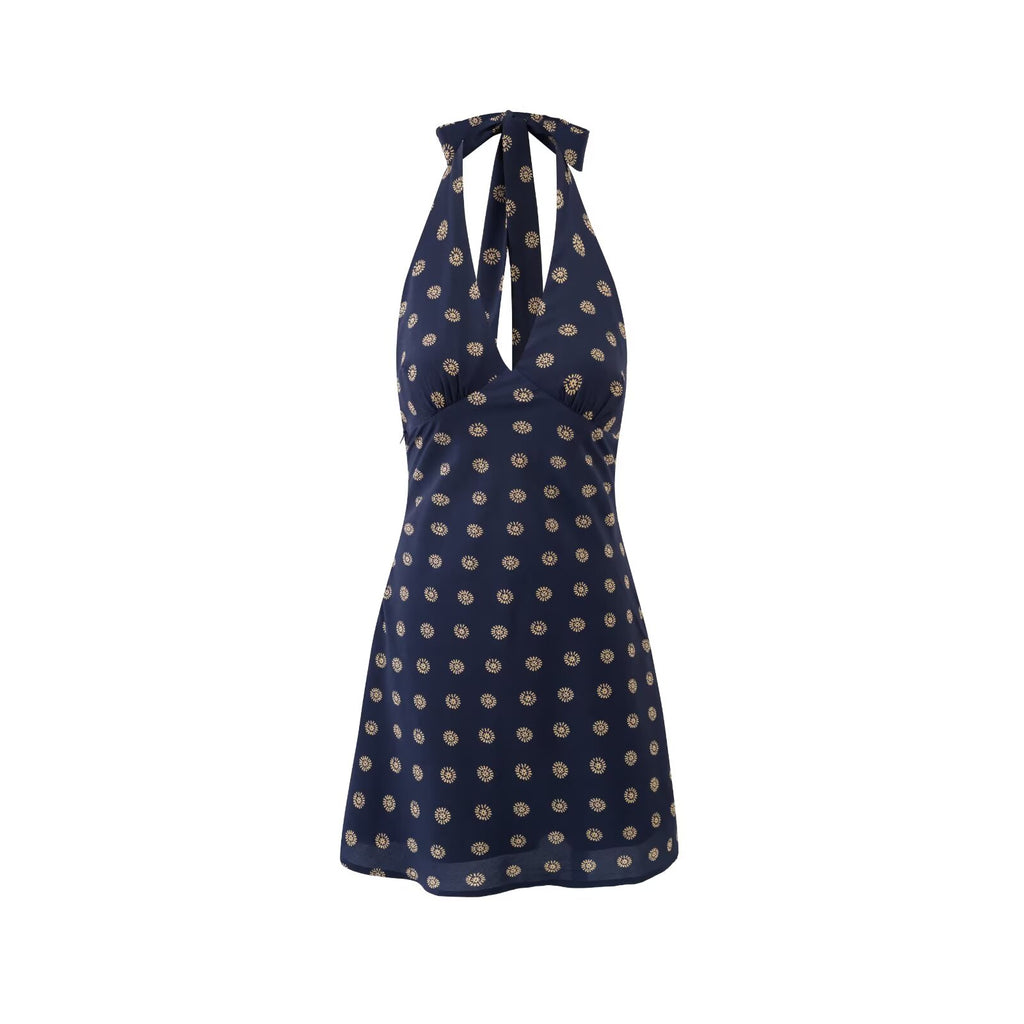 Women's Printed Halter Mini Dress