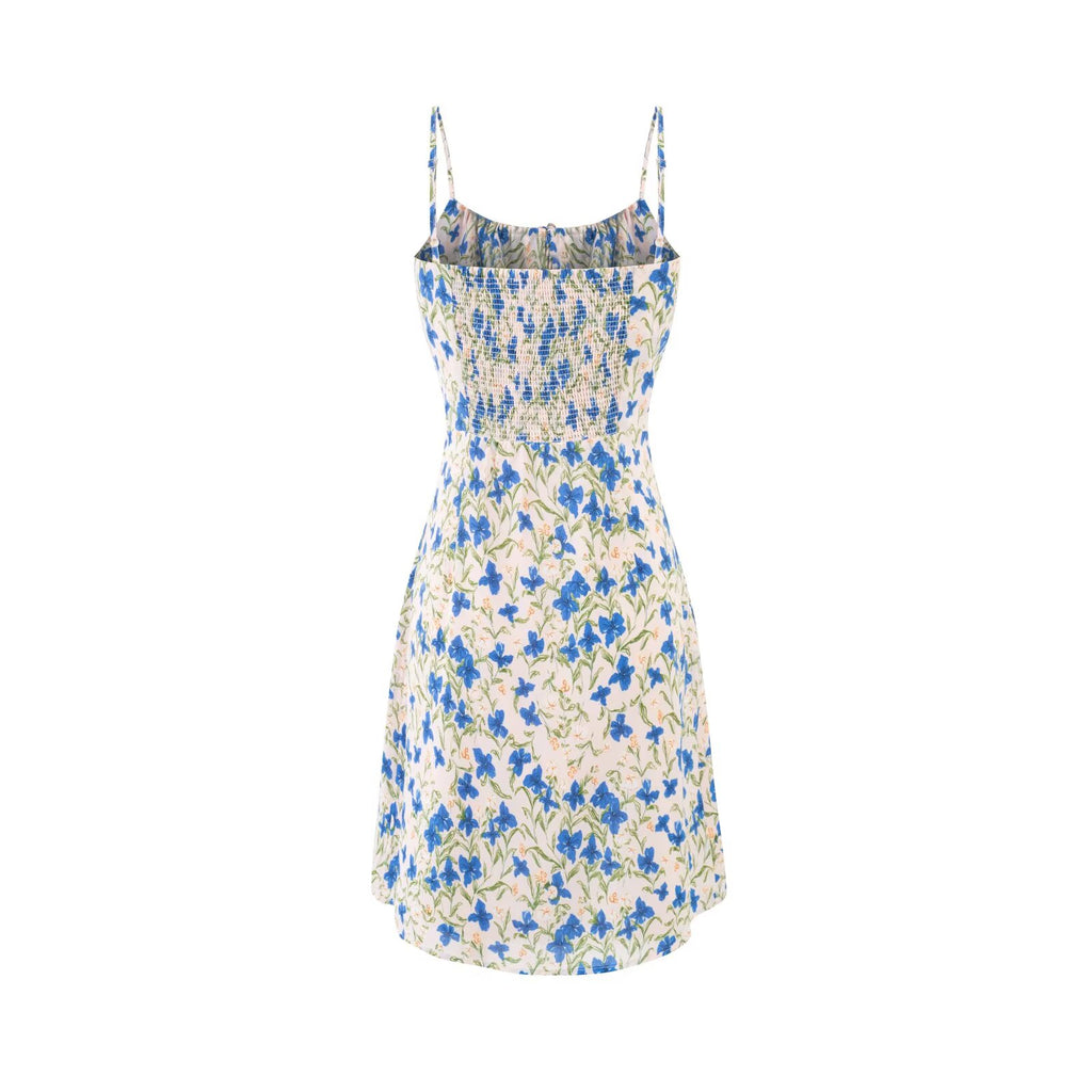 Women's Blue Butterfly Floral Dress
