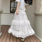 Women's Tiered Dress Midi Skirt Spring Summer Sweet Mesh Puffy Women Clothing Swing Mid Length Dress