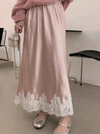 Manufacturers 5 Color Lace Stitching Satin Fabric Skirt