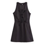 Women's Cutout Sleeveless Crew Neck Graceful Vest Dress