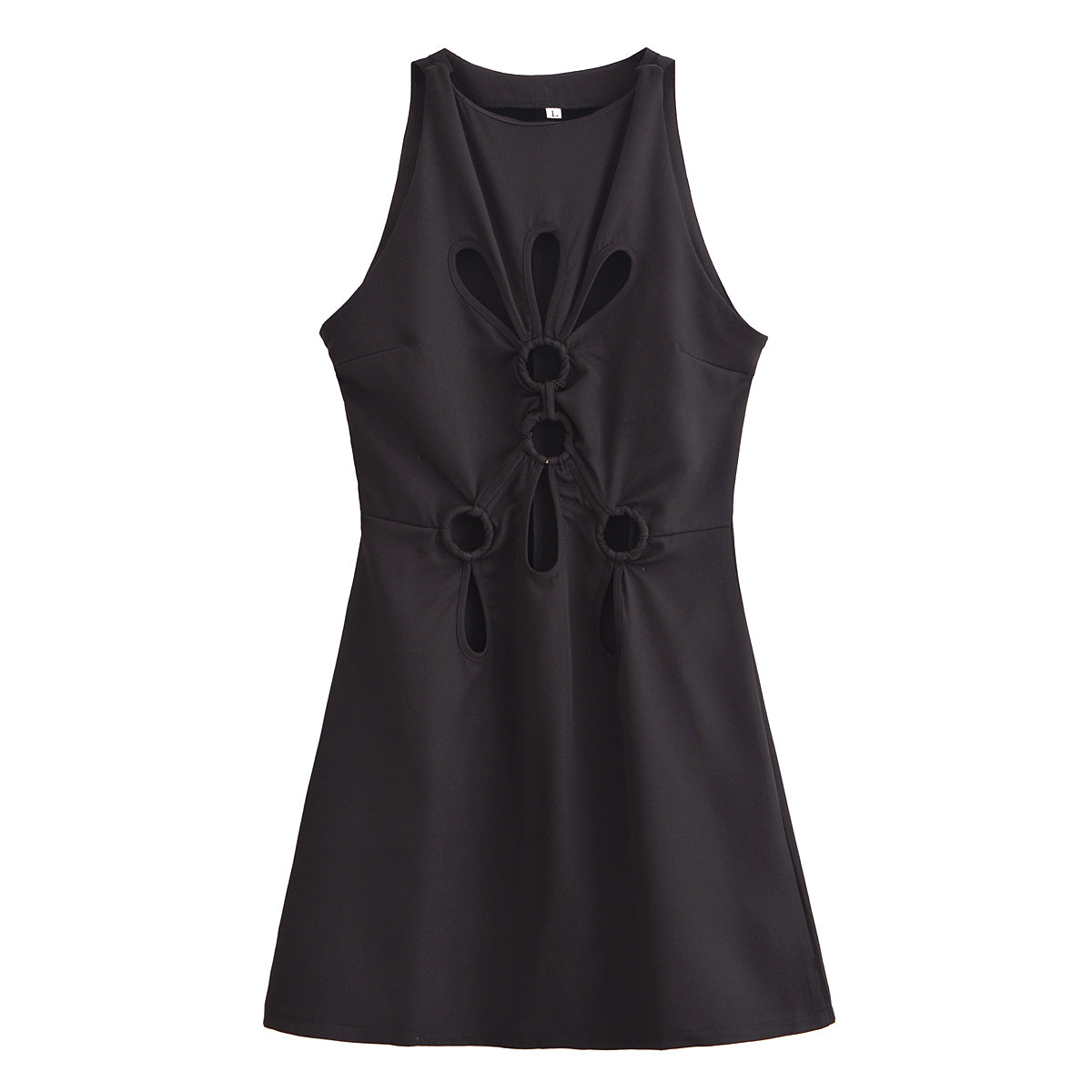 Women's Cutout Sleeveless Crew Neck Graceful Vest Dress