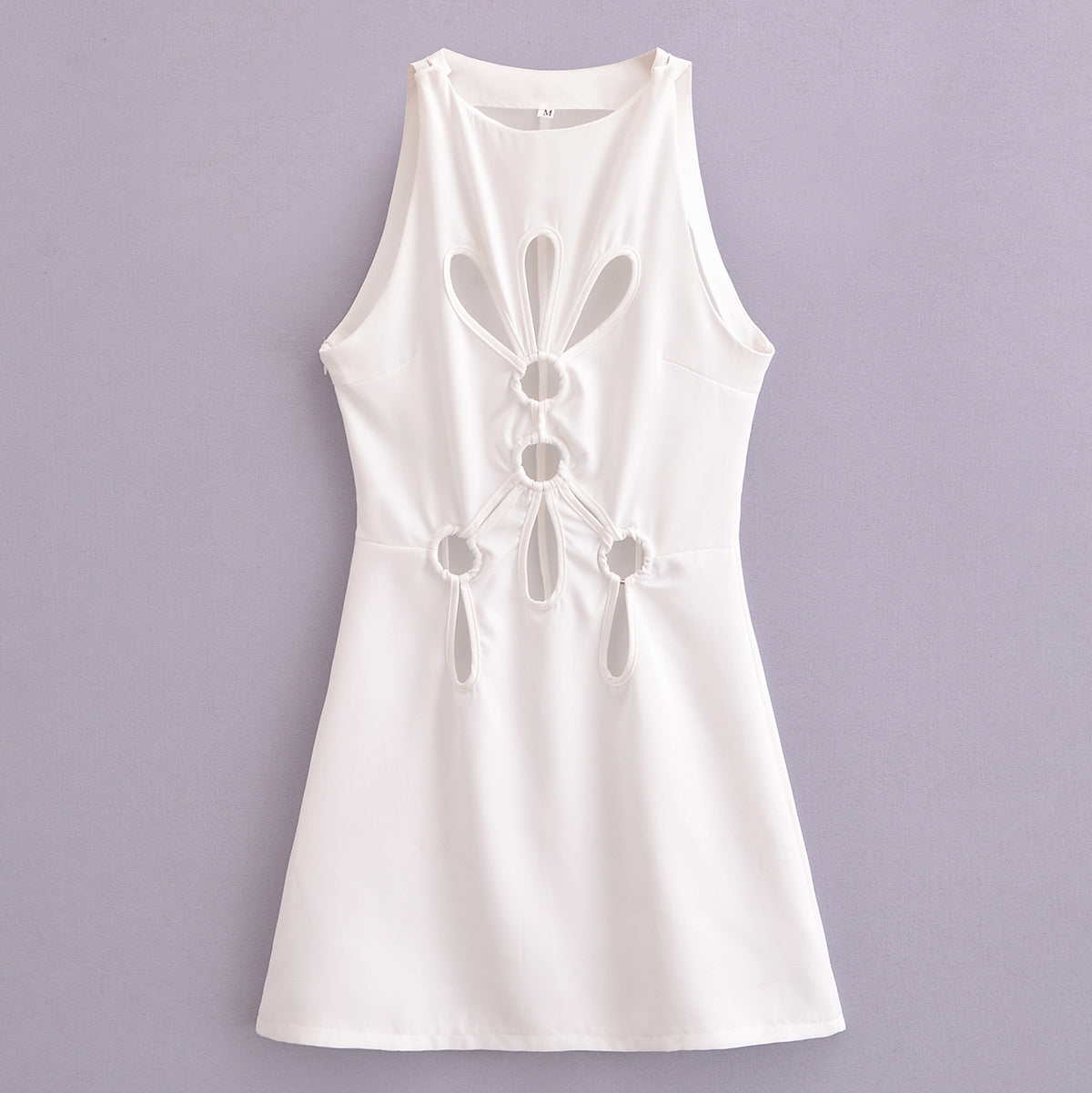Women's Cutout Sleeveless Crew Neck Graceful Vest Dress