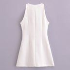Women's Cutout Sleeveless Crew Neck Graceful Vest Dress