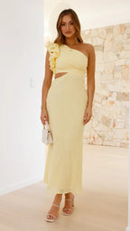 Women's One-Shoulder Ruched Cutout Maxi Dress