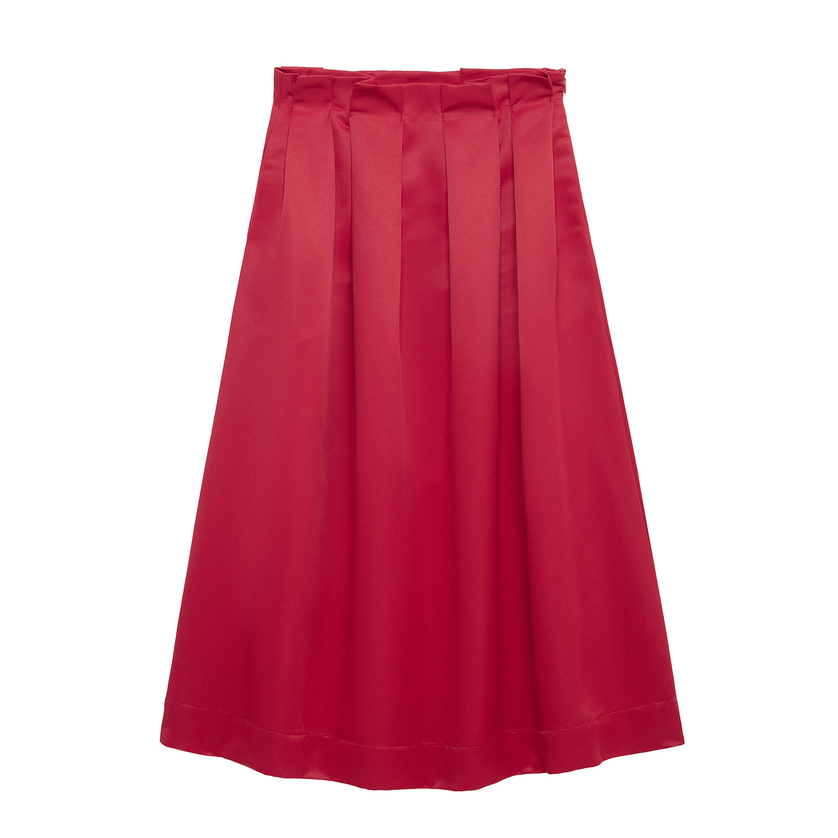 Women's Spring Women Clothing French Design Red Pleated Midi Dress