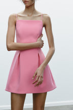 Stylish Graceful Simple Pleated Short Sleeveless Dress