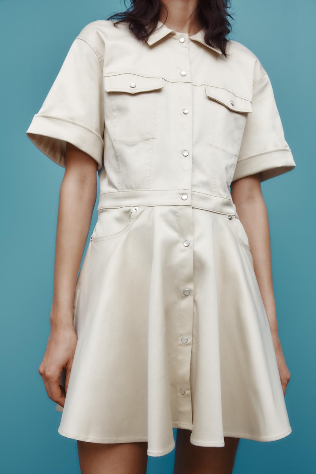Collared Short-Sleeve A-Line Mini Dress