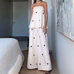 Women's Spring Polka Dot Print Tube Top Printed Loose Pants Two Piece Sets