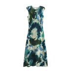 Printed Sleeveless Satin-Feel Dress