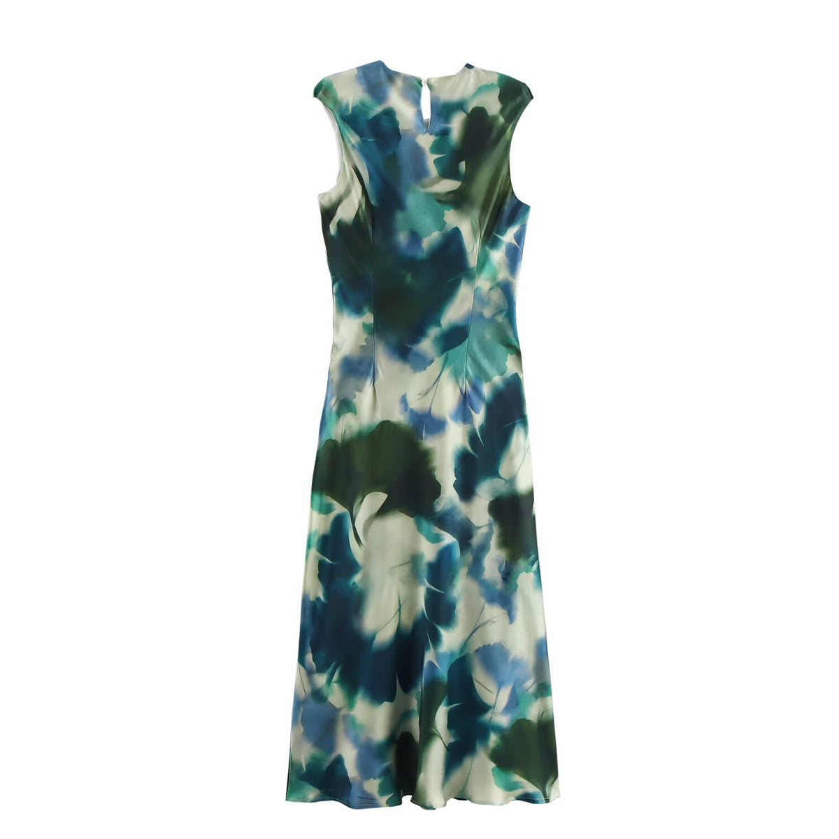 Printed Sleeveless Satin-Feel Dress