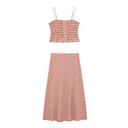 Women's Simple Plaid Short Top and Skirt Two-Piece Set