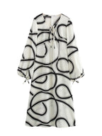 Women's Printed Long Sleeve Holiday Dress