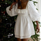 Women's Square Neck Bubble Midi Sleeve Spring Summer Dress