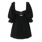 Women's Square Neck Bubble Midi Sleeve Spring Summer Dress