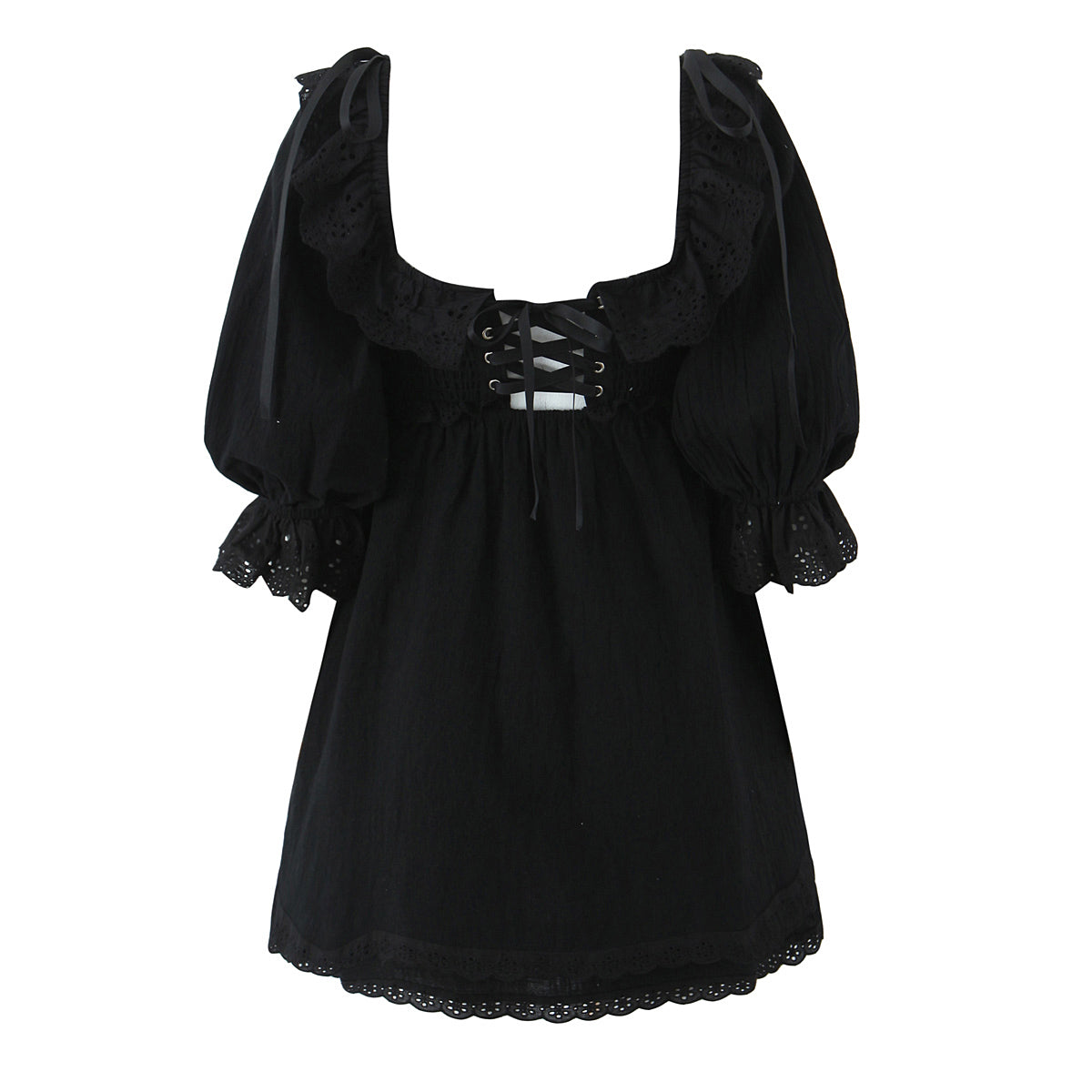 Women's Square Neck Bubble Midi Sleeve Spring Summer Dress
