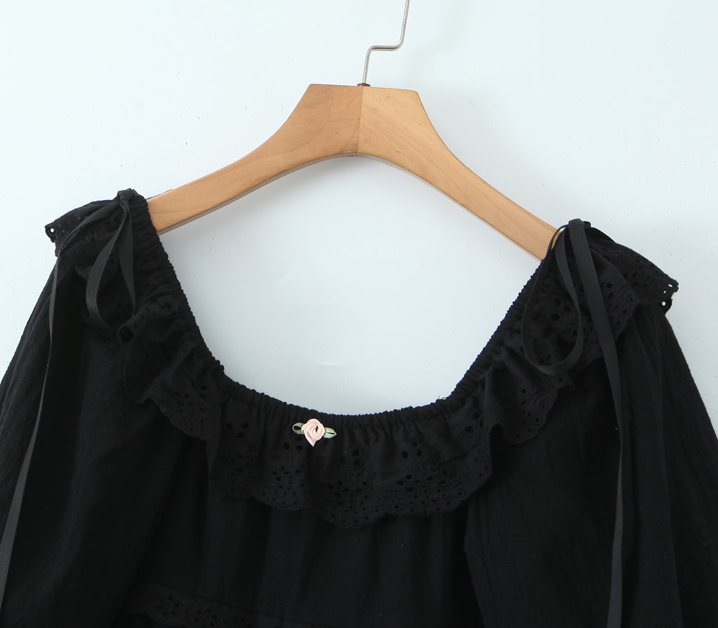 Women's Square Neck Bubble Midi Sleeve Spring Summer Dress