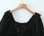 Women's Square Neck Bubble Midi Sleeve Spring Summer Dress