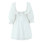 Women's Square Neck Bubble Midi Sleeve Spring Summer Dress