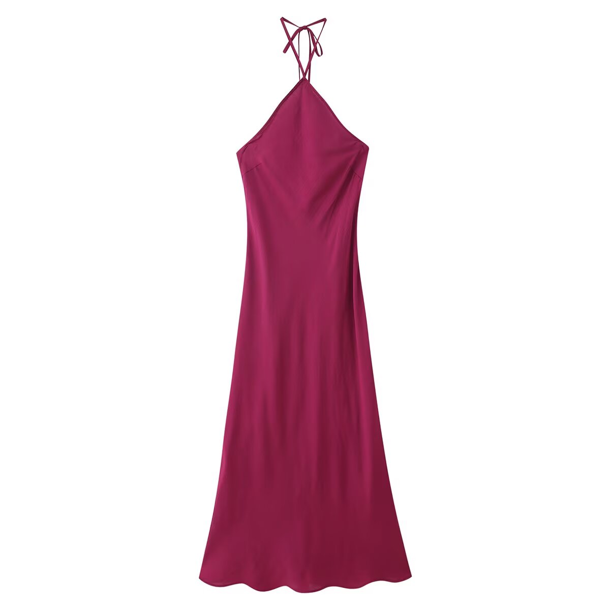 Silk Satin Halter Dress