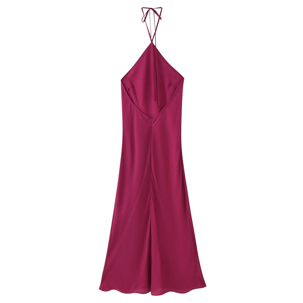 Silk Satin Halter Dress