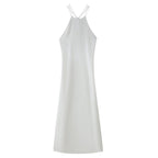 Satin Back-Detail Spaghetti-Strap Dress