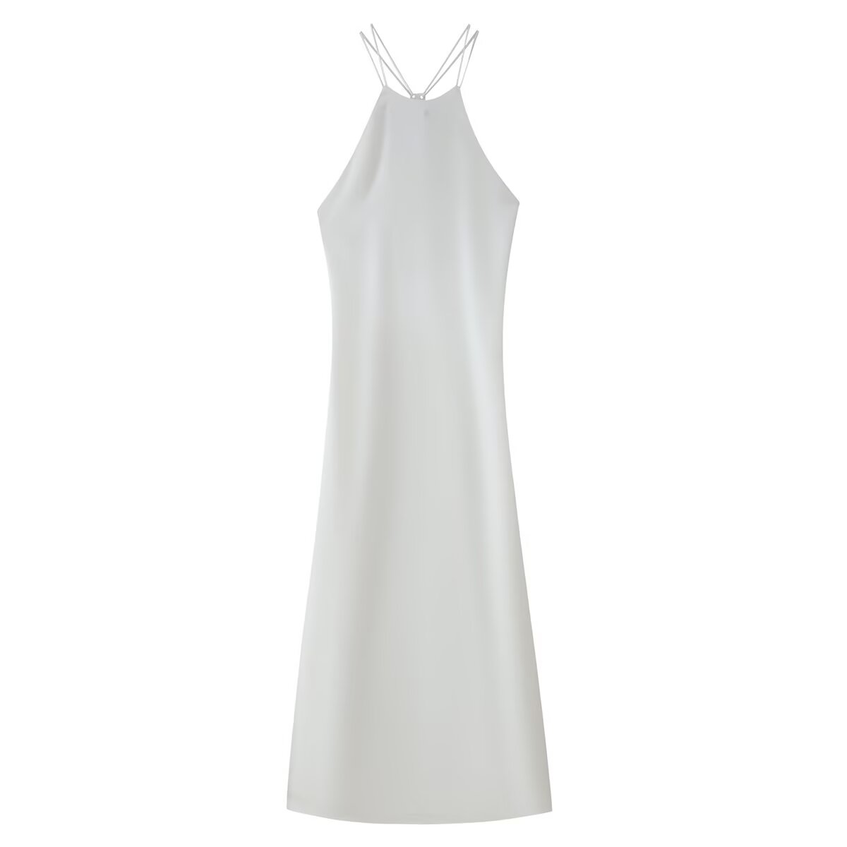 Satin Back-Detail Spaghetti-Strap Dress