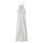 Satin Back-Detail Spaghetti-Strap Dress