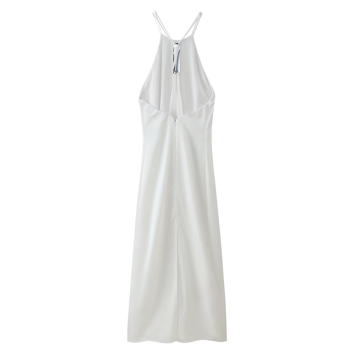 Satin Back-Detail Spaghetti-Strap Dress