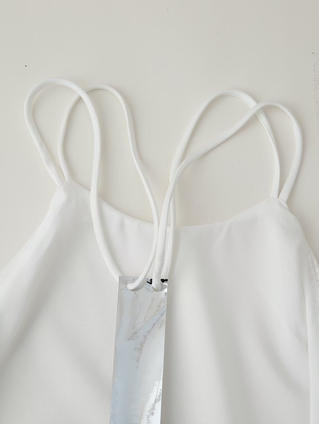 Satin Back-Detail Spaghetti-Strap Dress
