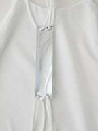 Satin Back-Detail Spaghetti-Strap Dress