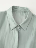 Women's Bowknot Decoration Bright Effect Long Sleeve Collared Shirt