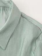 Women's Bowknot Decoration Bright Effect Long Sleeve Collared Shirt