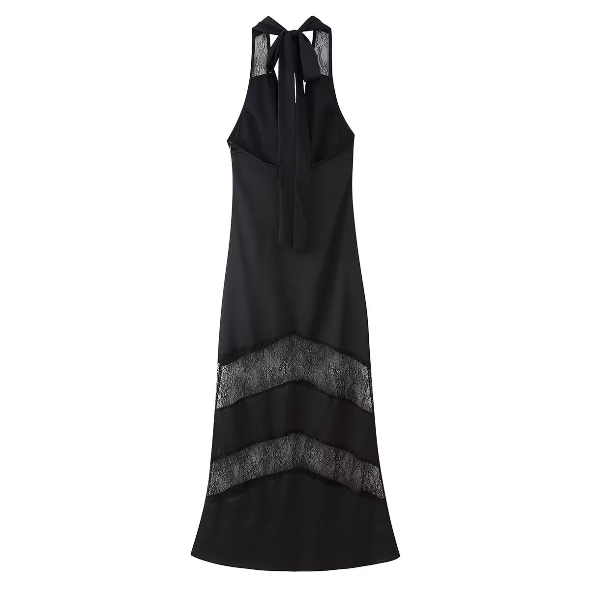 Voile Stitched Backless Maxi Dress
