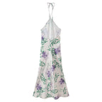 Slim Satin Printed Halter Dress
