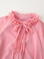 Laminated Ruffled Long-Sleeve Sweet Dress