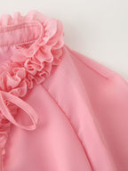 Laminated Ruffled Long-Sleeve Sweet Dress