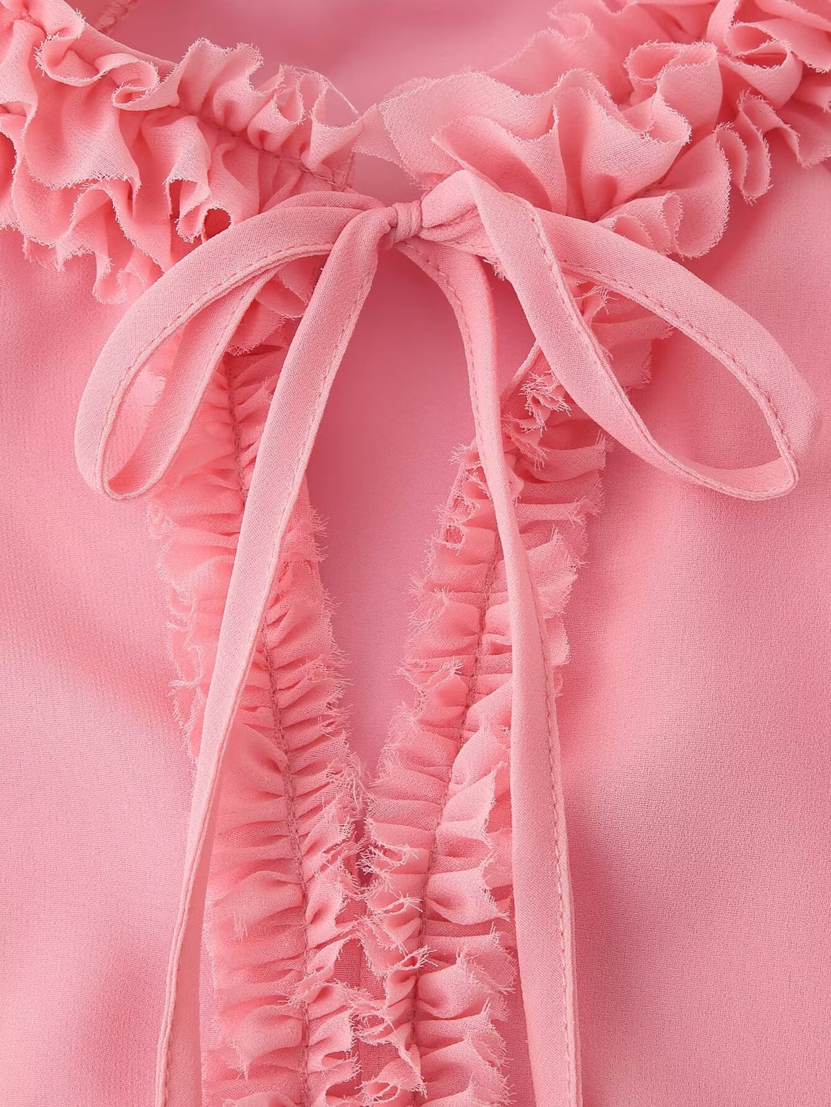 Laminated Ruffled Long-Sleeve Sweet Dress