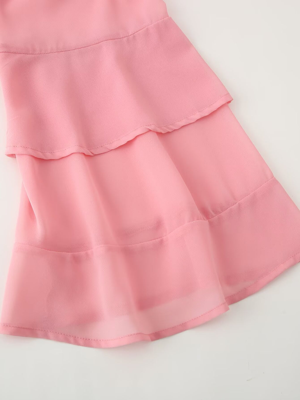 Laminated Ruffled Long-Sleeve Sweet Dress