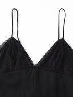 Spring Summer Sexy Halter Backless Lace V Neck Patchwork Suspender