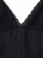 Spring Summer Sexy Halter Backless Lace V Neck Patchwork Suspender