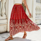 Bohemian Rayon Large Swing Beach Vacation Exotic Skirt