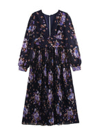 Arrival Spring Summer Women Clothing High Waist V neck Pleated Printing Dress